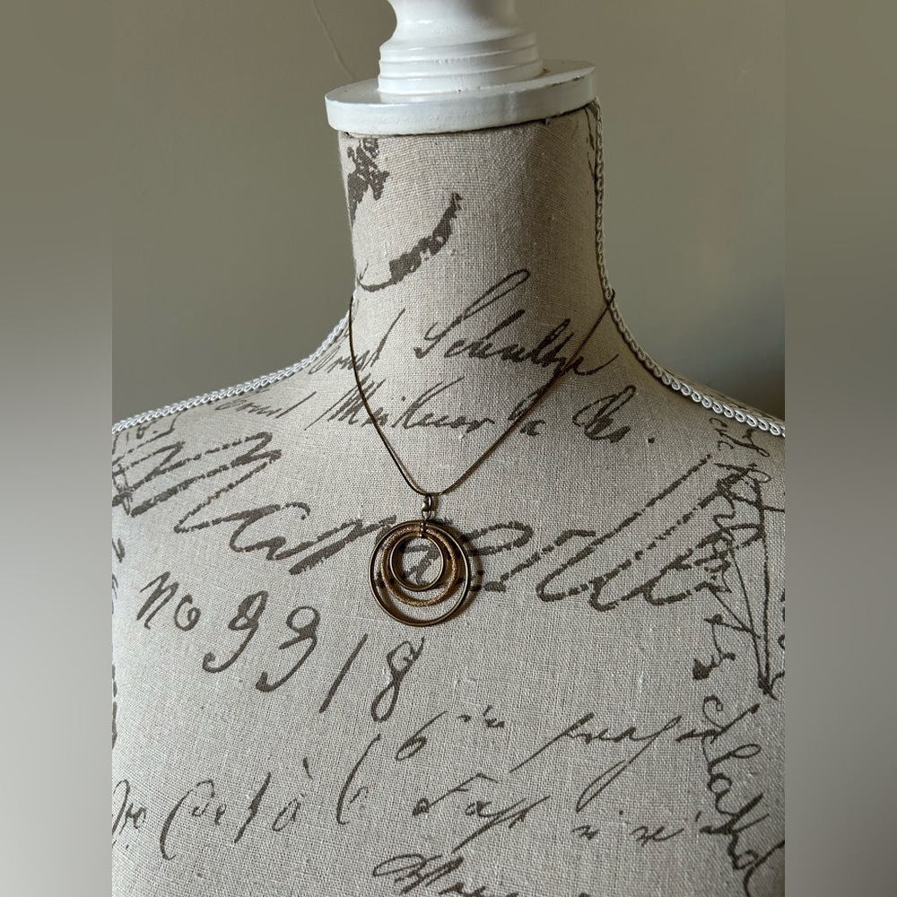 Icing Gold Double Circle Pendant Necklace